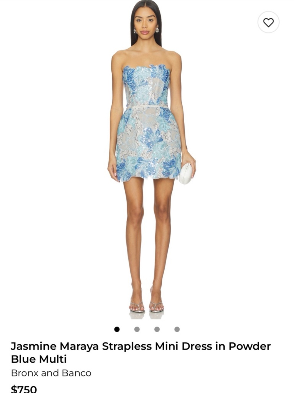 Bronx and Banco Strapless Floral Lace Mini Dress in Powder Blue and Sky